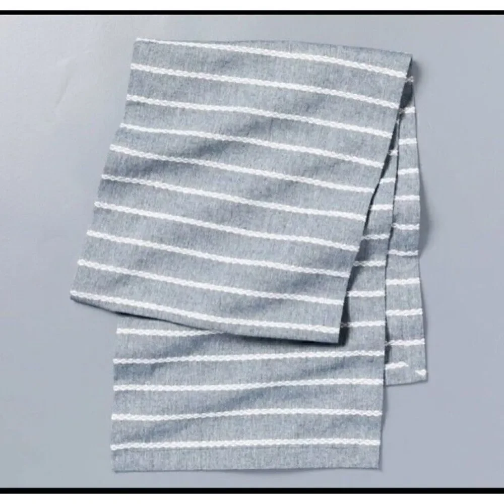 Hearth & Hand™ with Magnolia Blue Stripe Table Runner Dobby Woven Faded Blue New